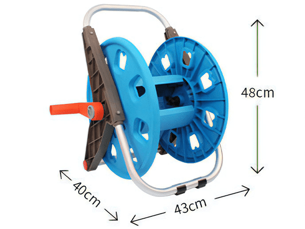 A 43 cm × 40 cm × 48 cm large portable garden hose reel