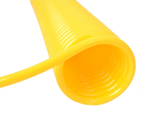 A yellow recoil PU air hose