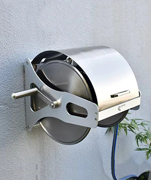 Stainless steel wall mount hose reel with metal arm
